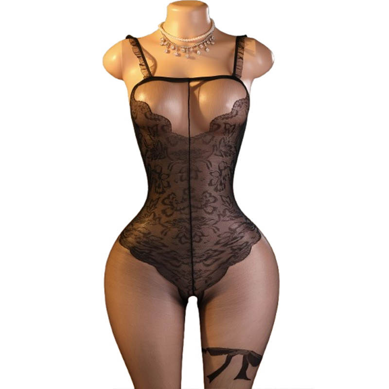 Lingerie - 1 adet çekici siyah dantel body—kadınlar