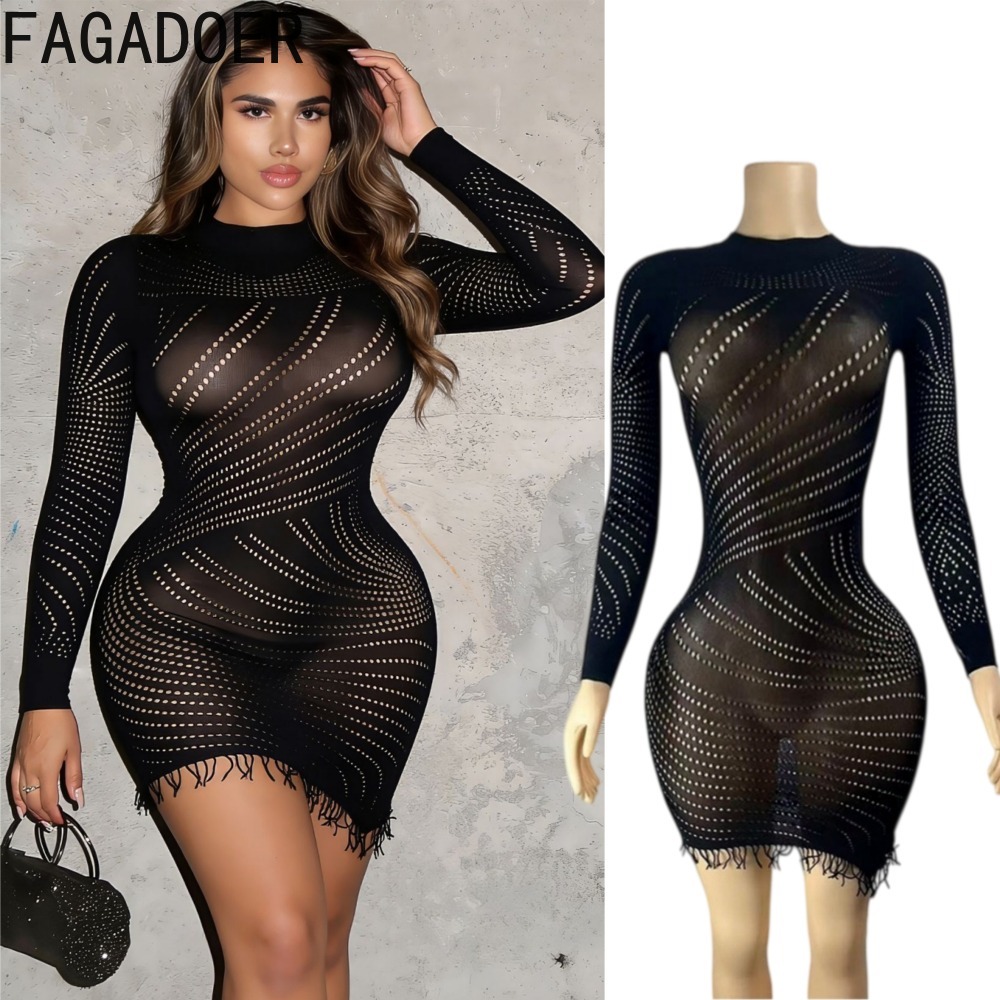 FAGADOER Kadın Seksi Vücuda Ot - Sexy Mesh Sheer Bodycon Dress incelemesi ve fiyatı