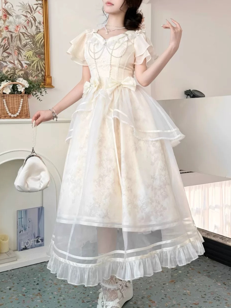 Orman Tarzı Tatlı Vintage Yay  - French Vintage Floral Midi Dress incelemesi ve fiyatı