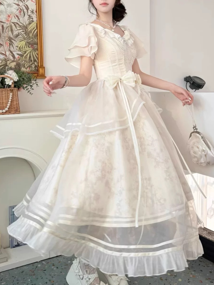 Orman Tarzı Tatlı Vintage Yay  - French Vintage Floral Midi Dress incelemesi ve fiyatı