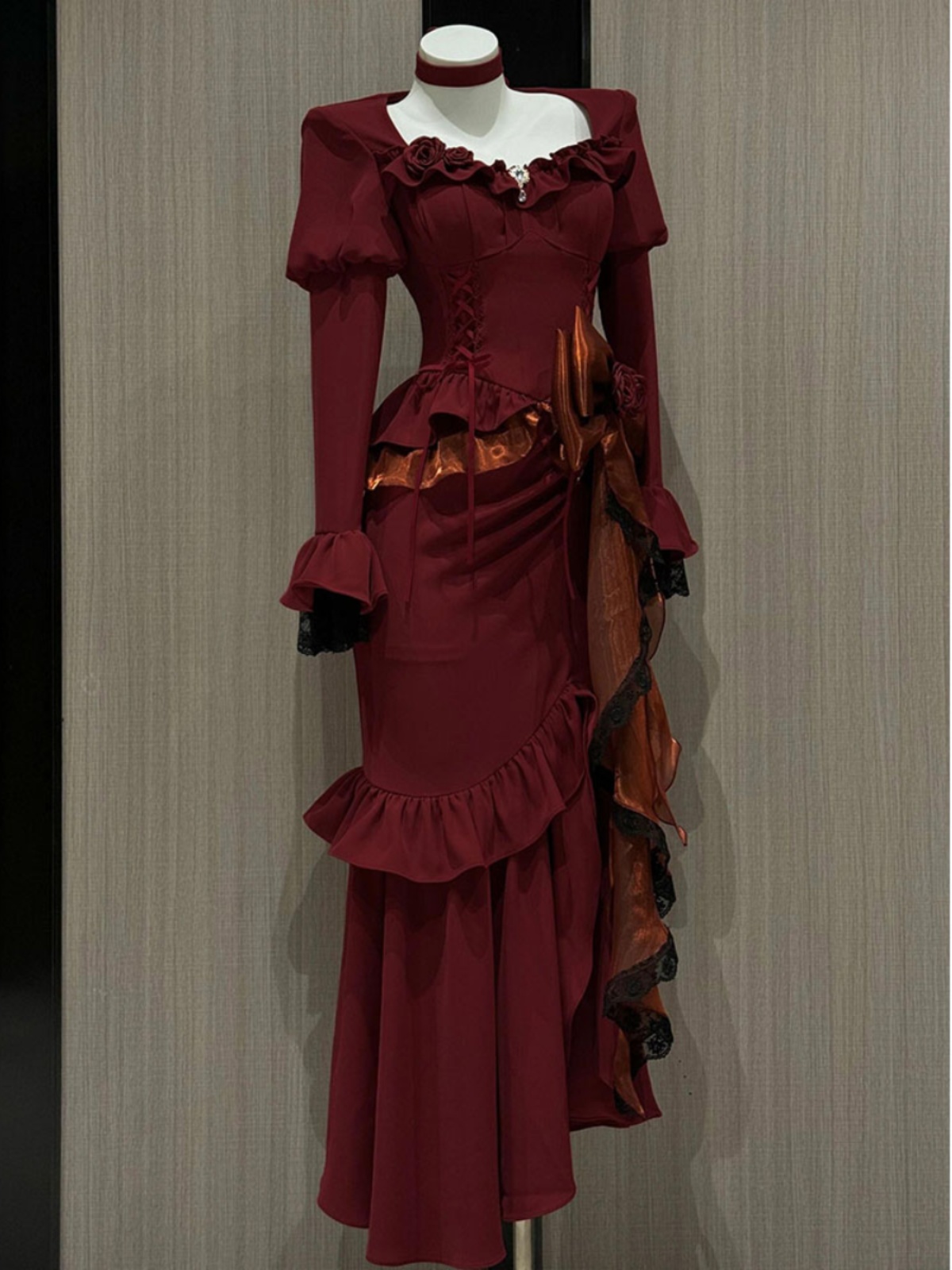 Bahar Kırmızı Vintage Elbise K - French Vintage Floral Midi Dress incelemesi ve fiyatı