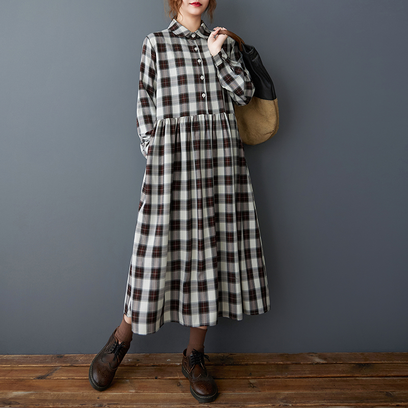 İlkbahar Sonbahar Gevşek Kore  - Korean Style A Line Shirt Dress incelemesi ve fiyatı